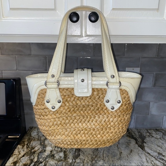 Michael Kors Leather And Straw Basket Weave Bag - Picture 5 of 10